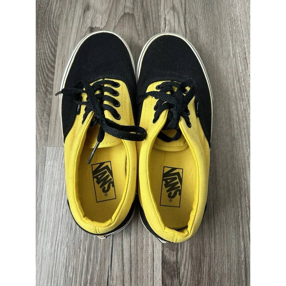 VANS Era Sneakers Black And Yellow Men’s 6 Women’s 7.5 Low Top Skate Shoes EUC